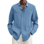 Loose Button Cotton and Linen Cardigan Shirt Men