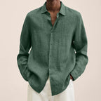 Loose Button Cotton and Linen Cardigan Shirt Men