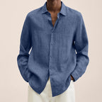 Loose Button Cotton and Linen Cardigan Shirt Men
