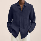 Loose Button Cotton and Linen Cardigan Shirt Men