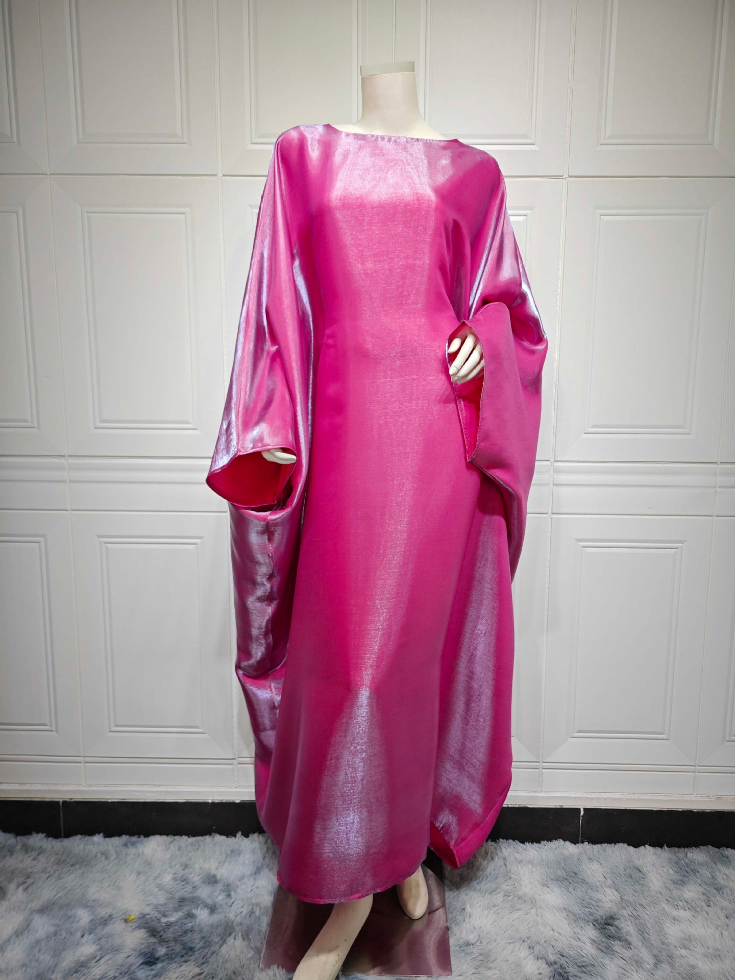 Modest Bright Silk Satin Abaya Dress