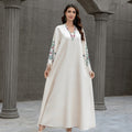 Robe V Neck Embroidered Arabic Dress