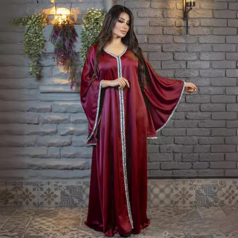 Muslim fashion women's robes with rhinestones