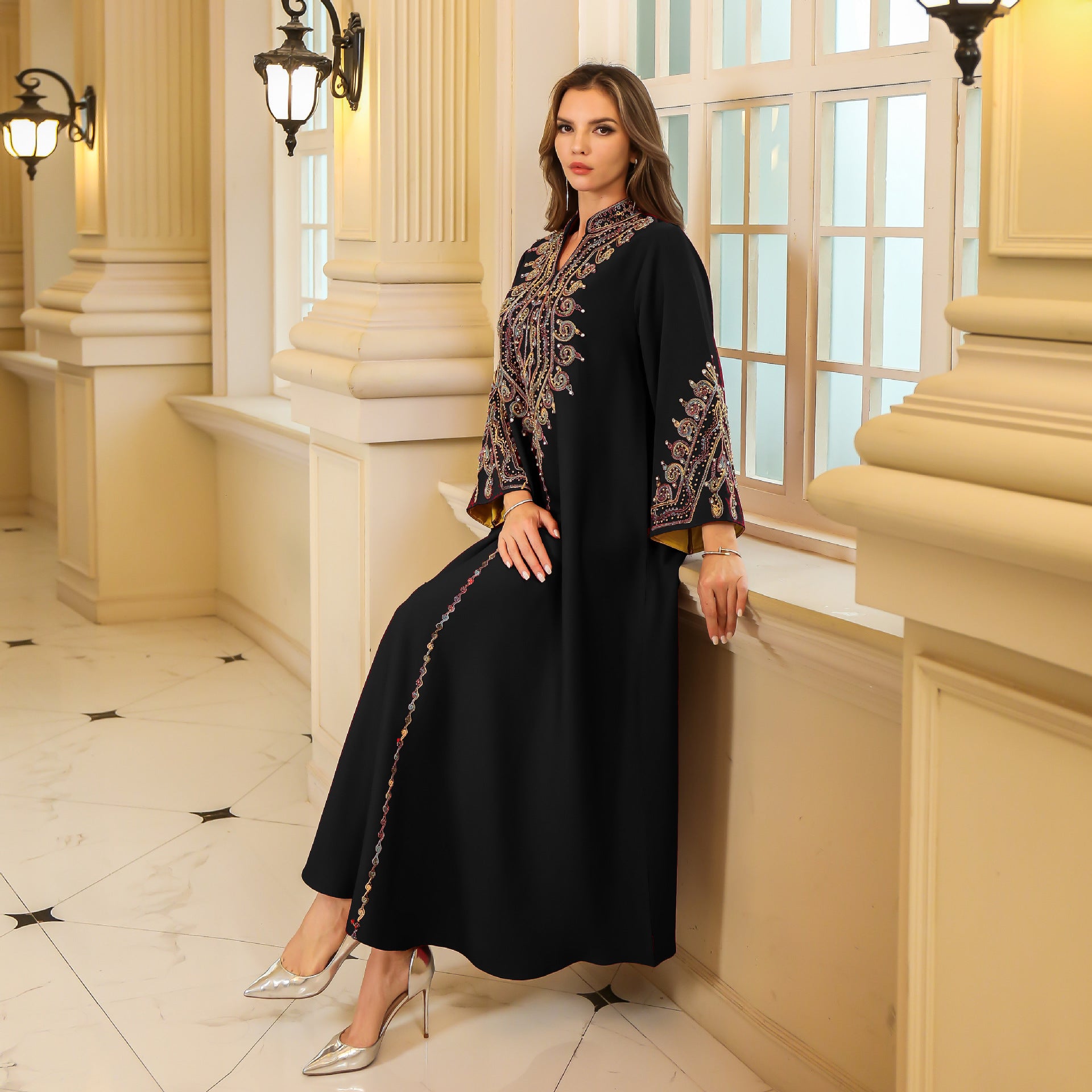 Elegant Embroidered Abaya Dress