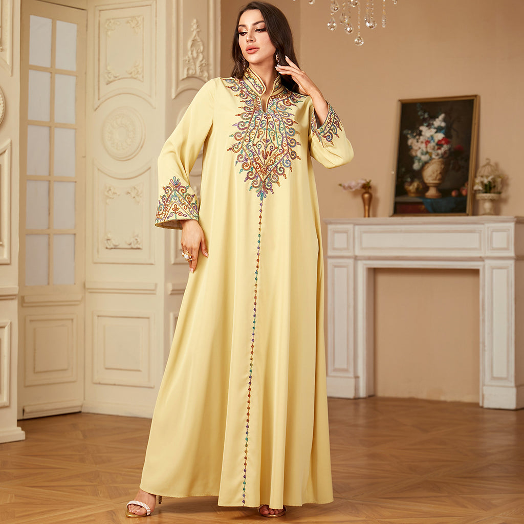 Embroidered V-neck dress