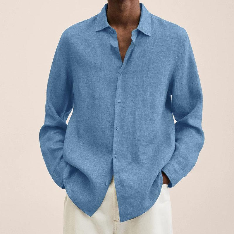 Loose Button Cotton and Linen Cardigan Shirt Men