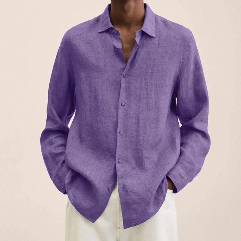 Loose Button Cotton and Linen Cardigan Shirt Men