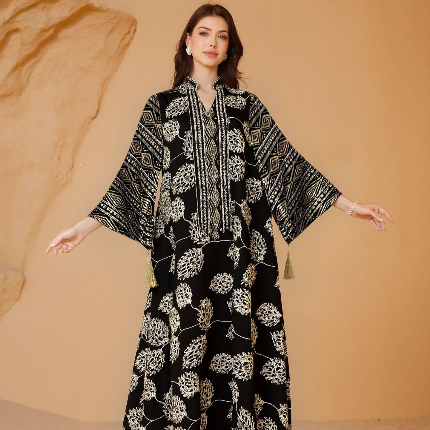 Mesh Embroidered Evening Dress