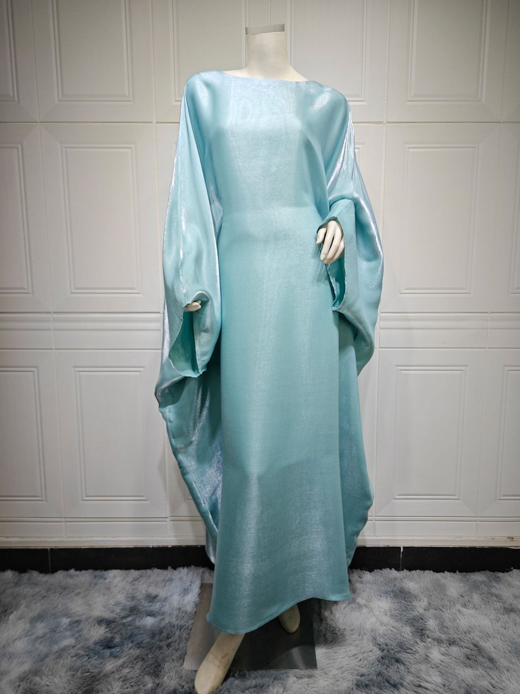 Modest Bright Silk Satin Abaya Dress
