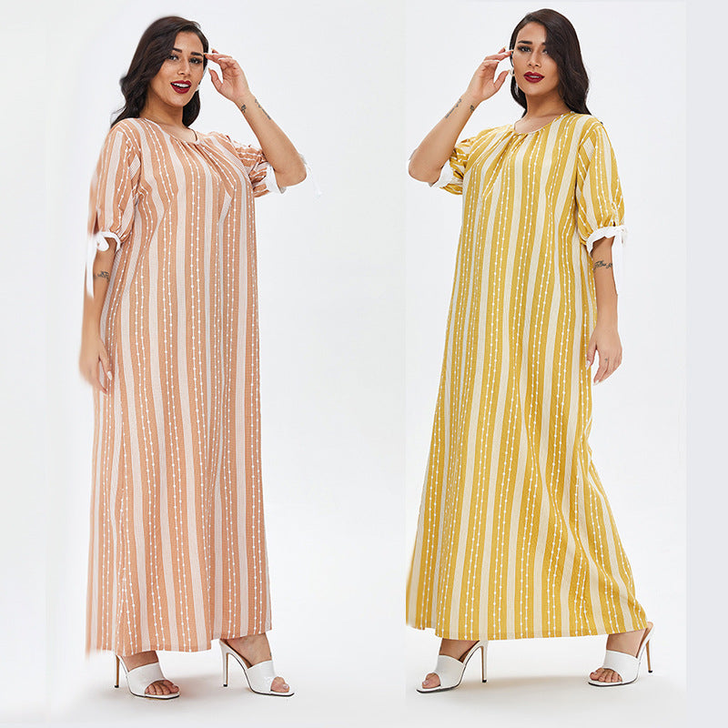 Muslim Women's Casual Dress with Round Neck