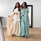 Modest Bright Silk Satin Abaya Dress