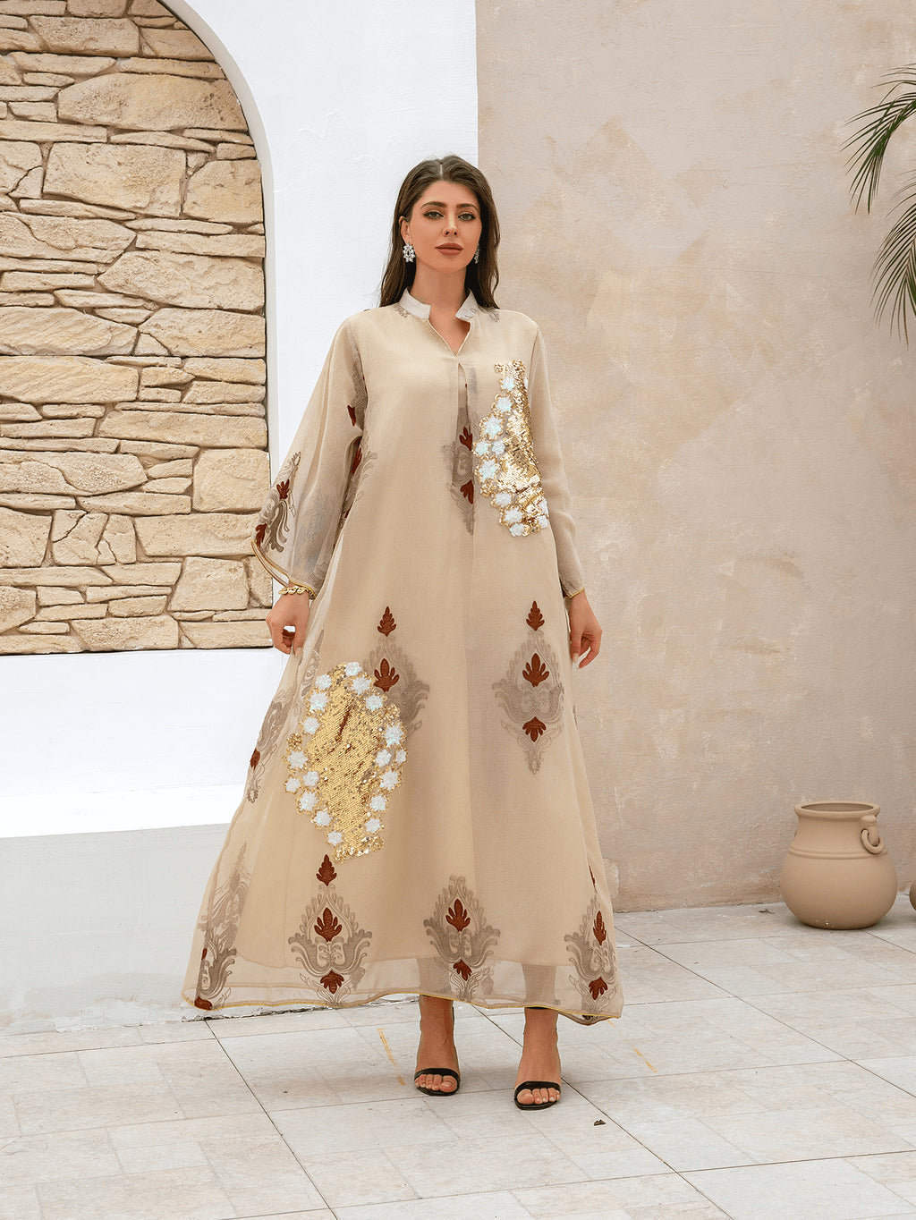 Embroidered Abaya Dress