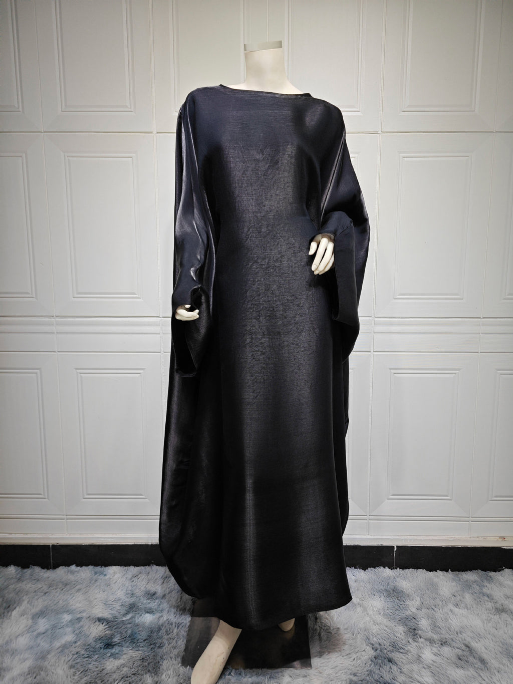 Modest Bright Silk Satin Abaya Dress