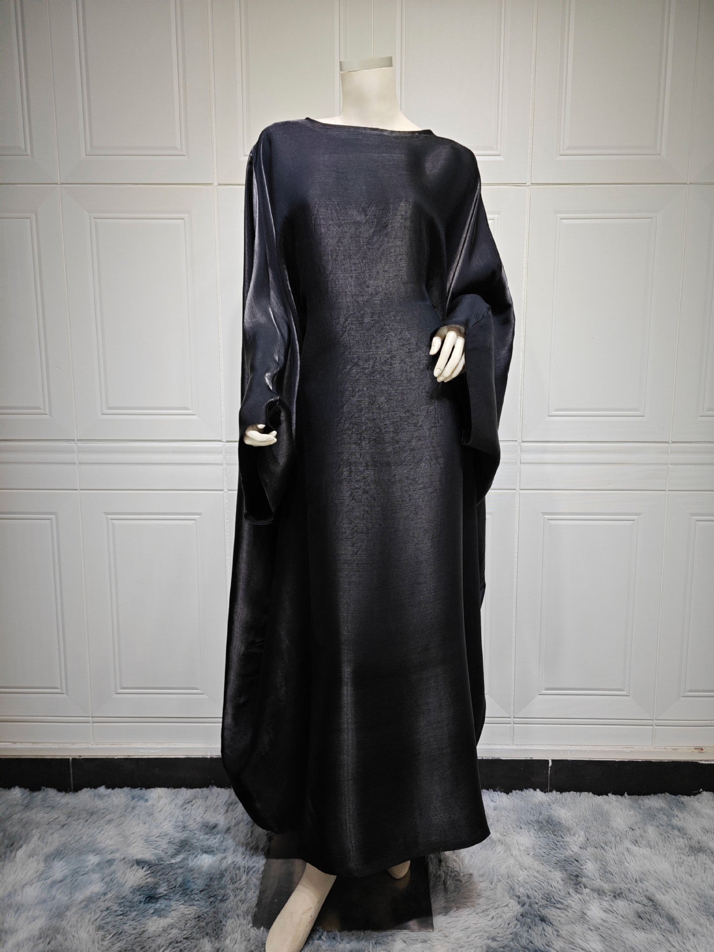 Modest Bright Silk Satin Abaya Dress