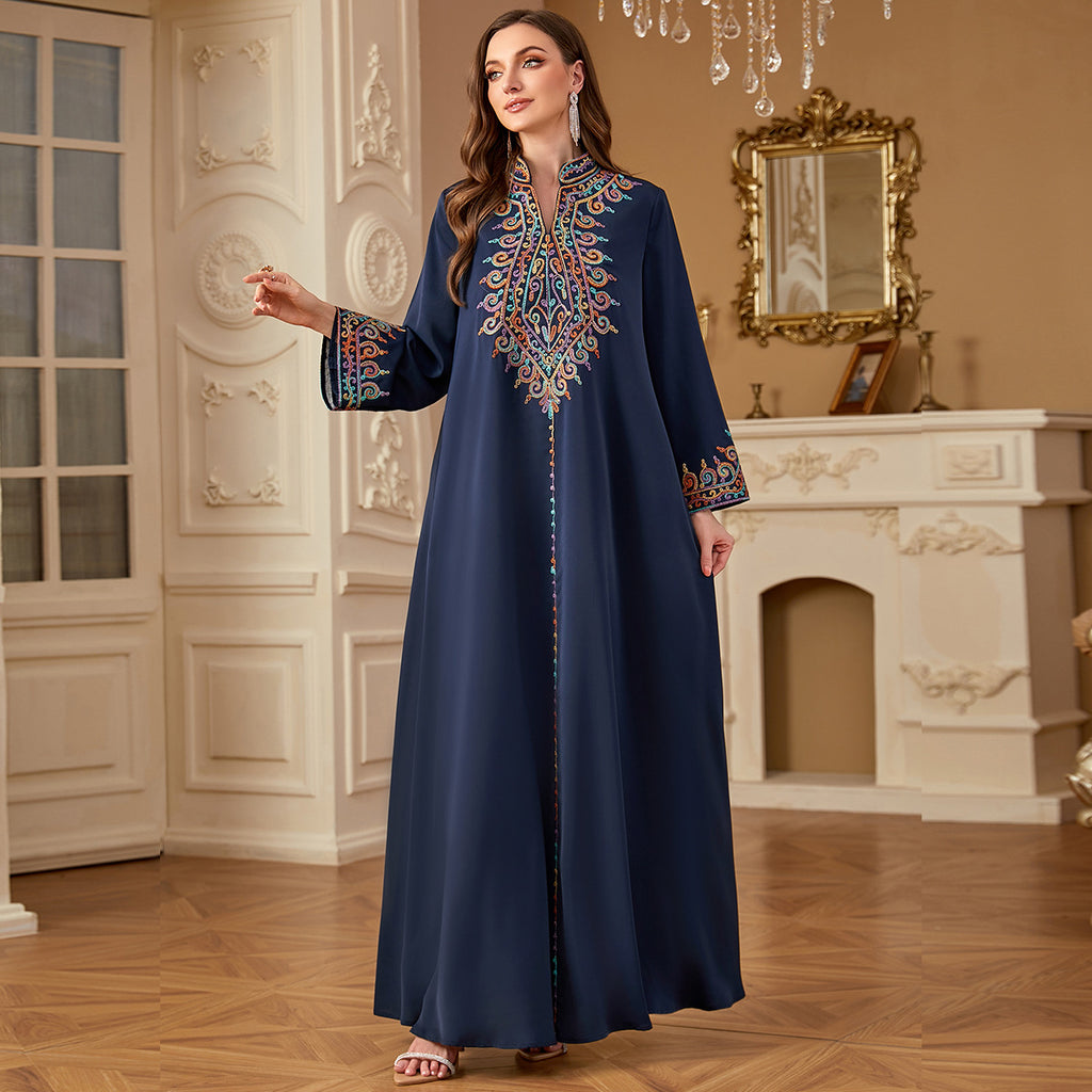 Embroidered V-neck dress