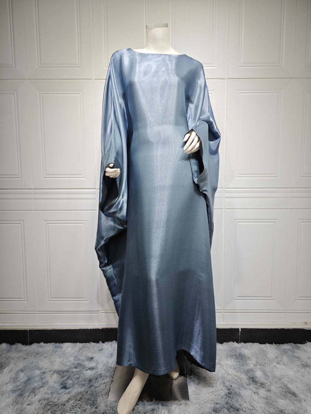 Modest Bright Silk Satin Abaya Dress