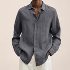 Loose Button Cotton and Linen Cardigan Shirt Men