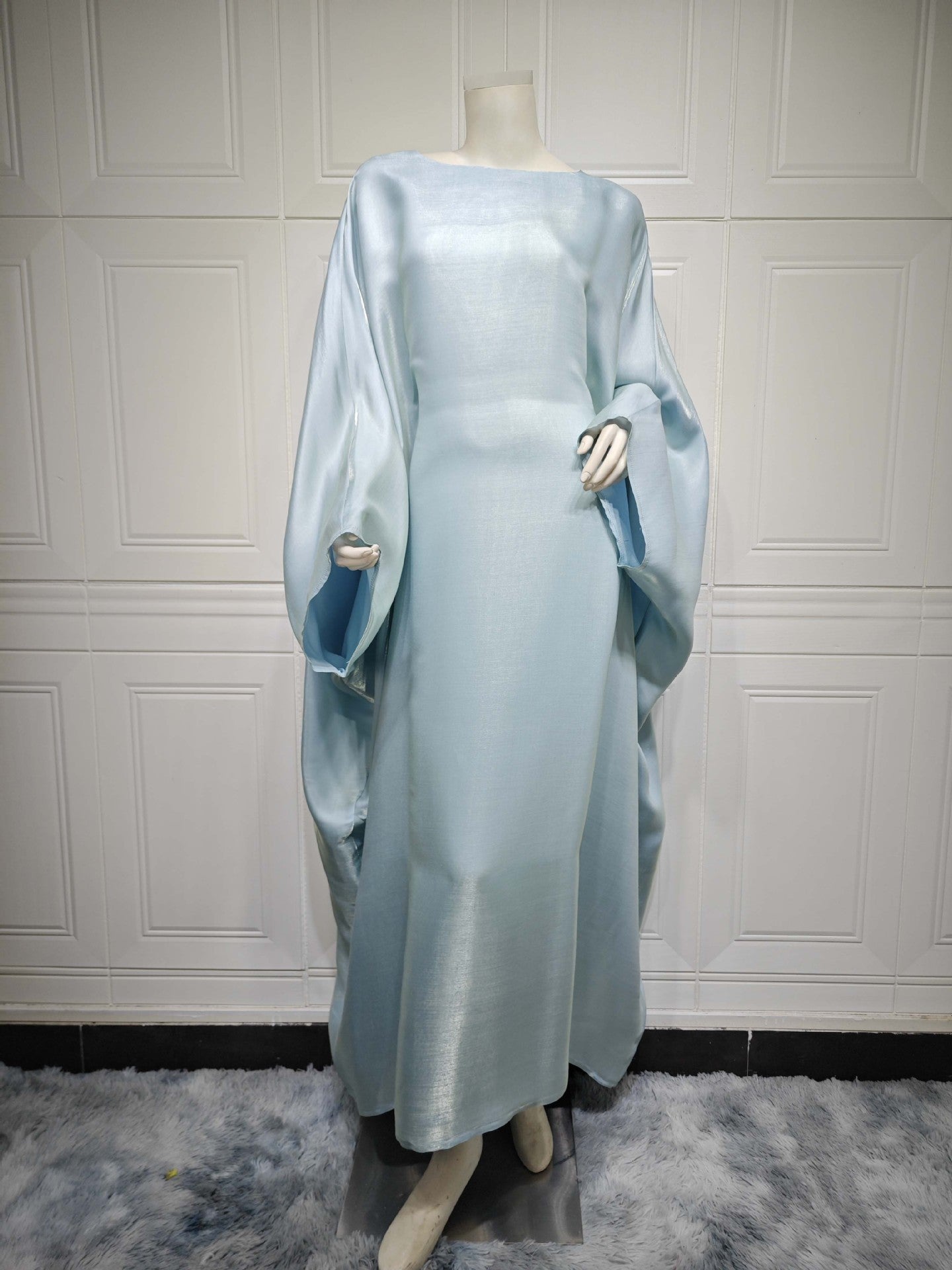 Modest Bright Silk Satin Abaya Dress