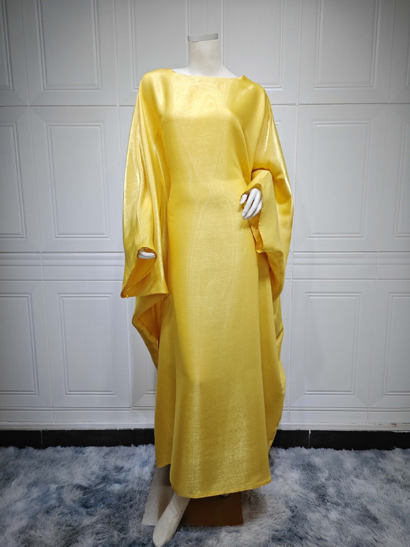 Modest Bright Silk Satin Abaya Dress