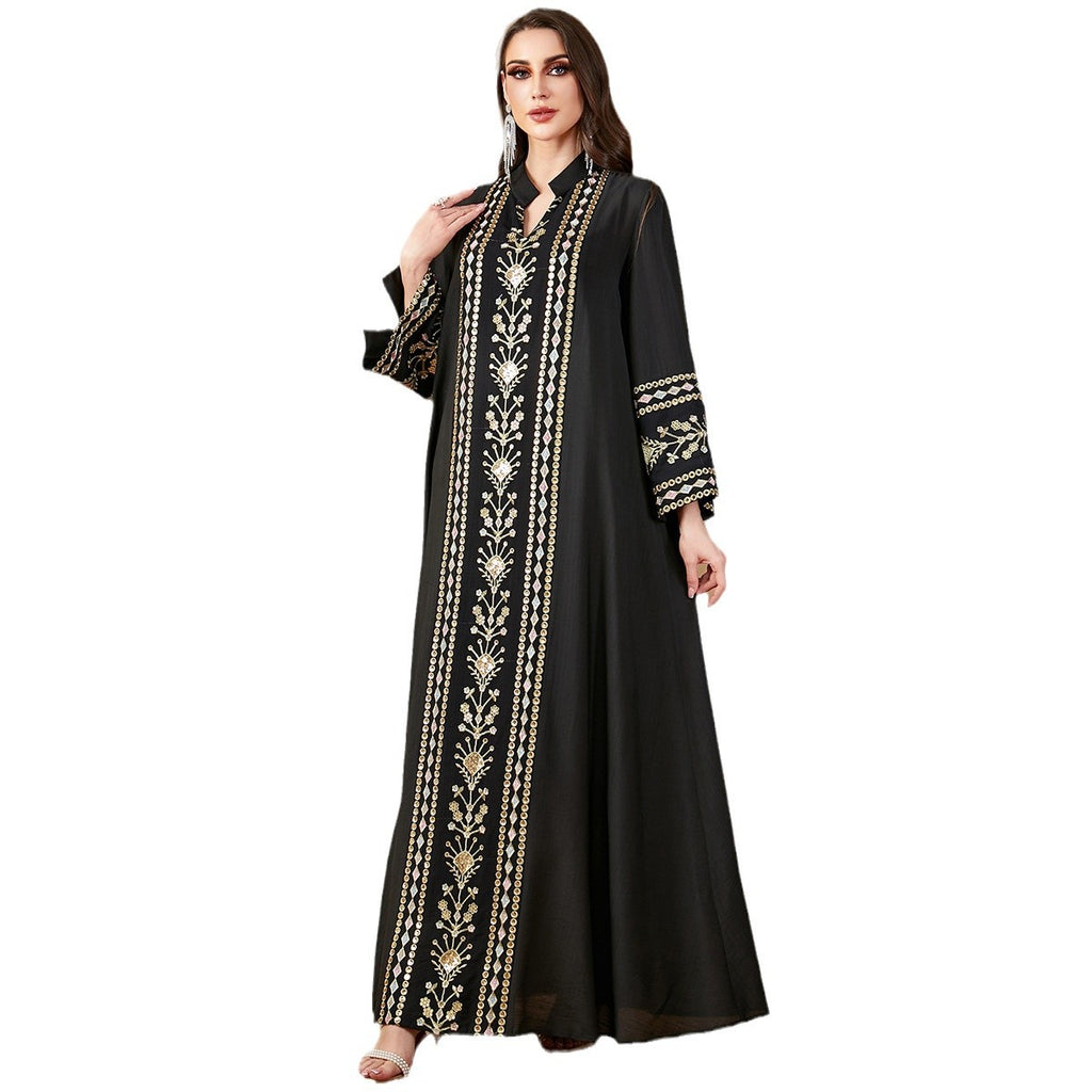 Embroidery patchwork long dress