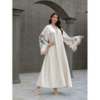 Robe V Neck Embroidered Arabic Dress