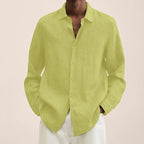 Loose Button Cotton and Linen Cardigan Shirt Men