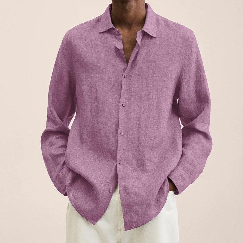 Loose Button Cotton and Linen Cardigan Shirt Men