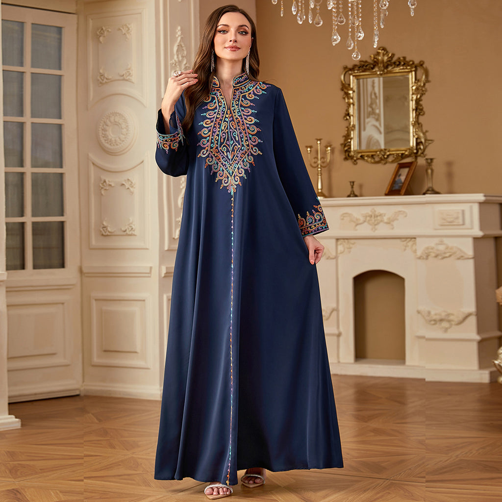 Embroidered V-neck dress