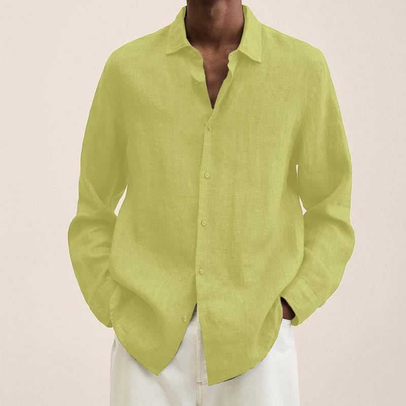 Loose Button Cotton and Linen Cardigan Shirt Men