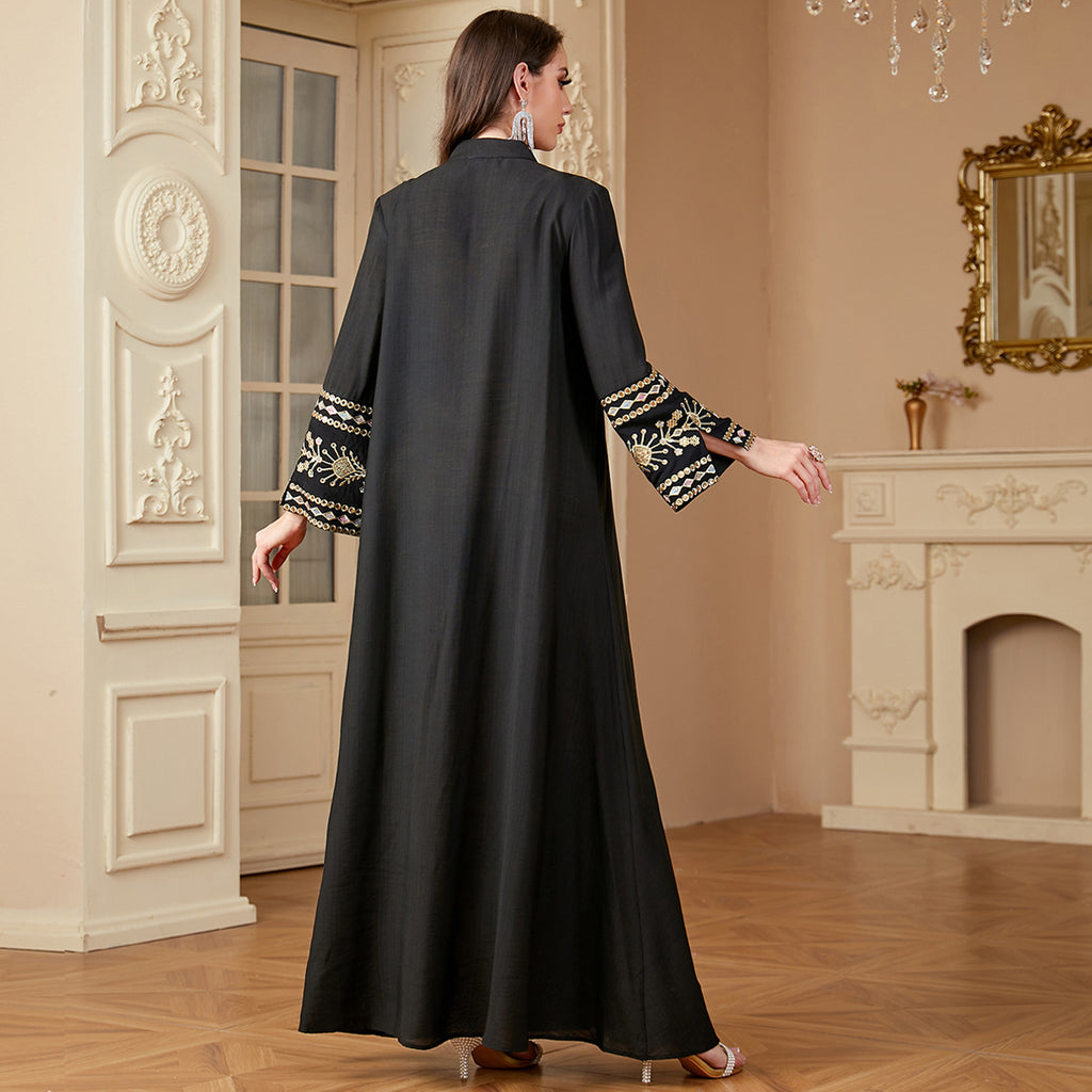 Embroidery patchwork long dress