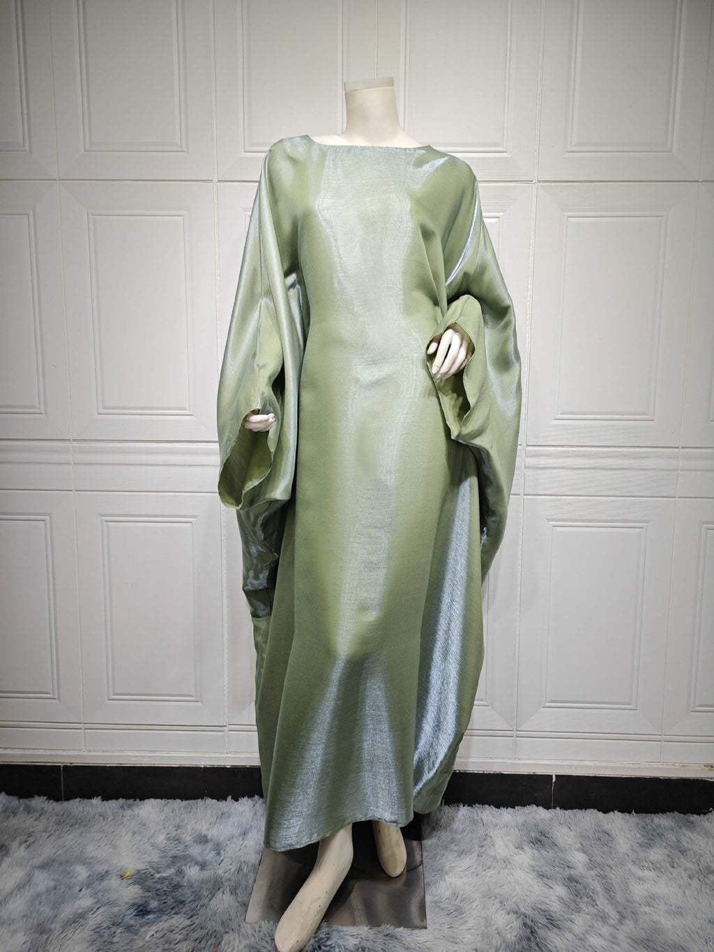Modest Bright Silk Satin Abaya Dress