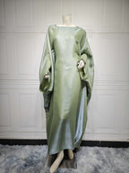 Modest Bright Silk Satin Abaya Dress