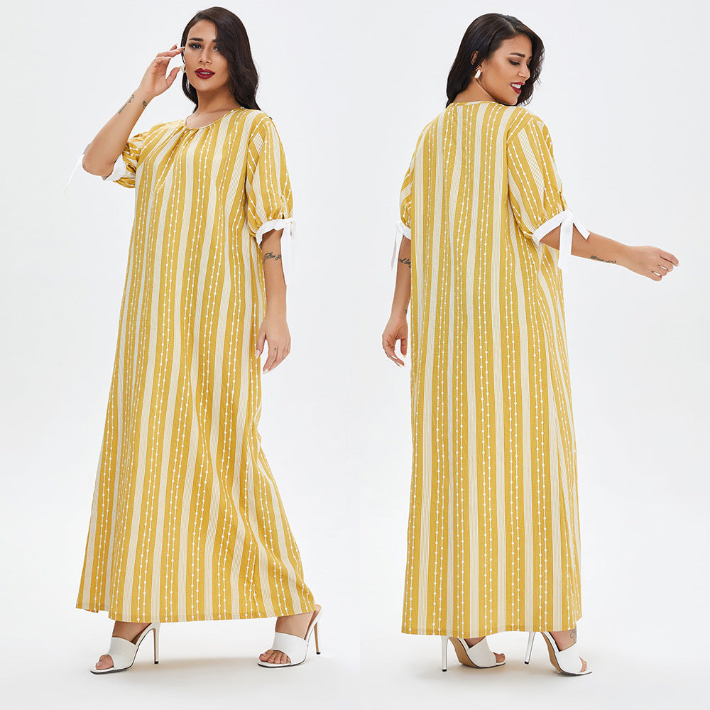Muslim Women's Casual Dress with Round Neck