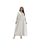 Robe V Neck Embroidered Arabic Dress