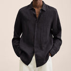 Loose Button Cotton and Linen Cardigan Shirt Men