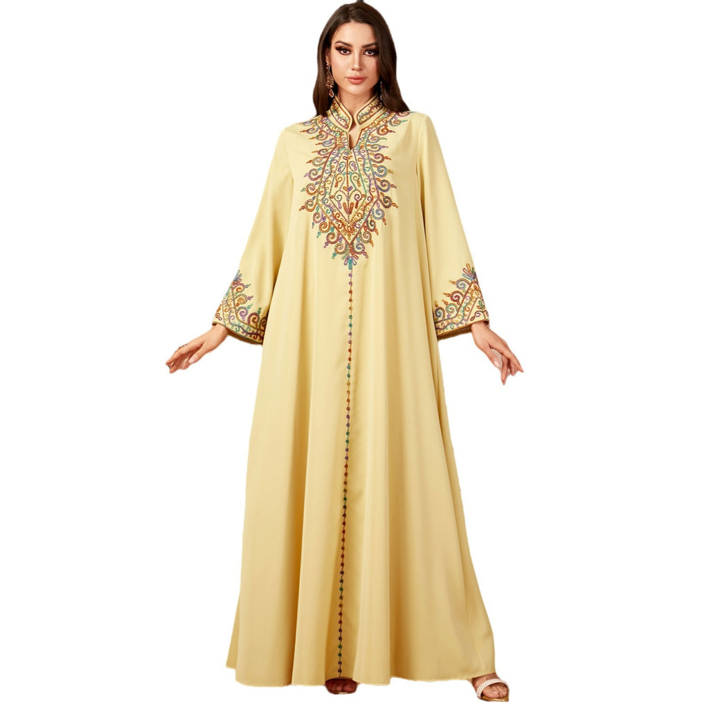 Embroidered V-neck dress