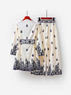 Ethnic Style Printed Top and Pants Set